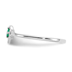 14K White Gold Emerald Birthstone Heart Ring