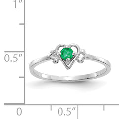 14K White Gold Emerald Birthstone Heart Ring