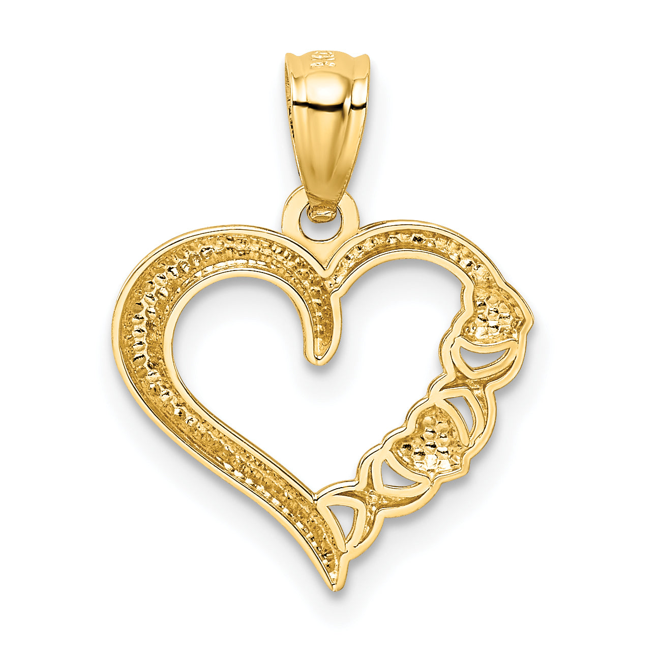 14KWith White Rhodium Polished Heart and -X- Pendant