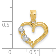 14KWith White Rhodium Polished Heart and -X- Pendant