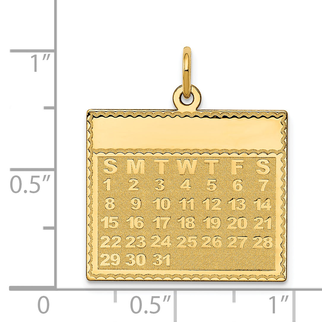 14K Sunday the First Day Calendar Pendant