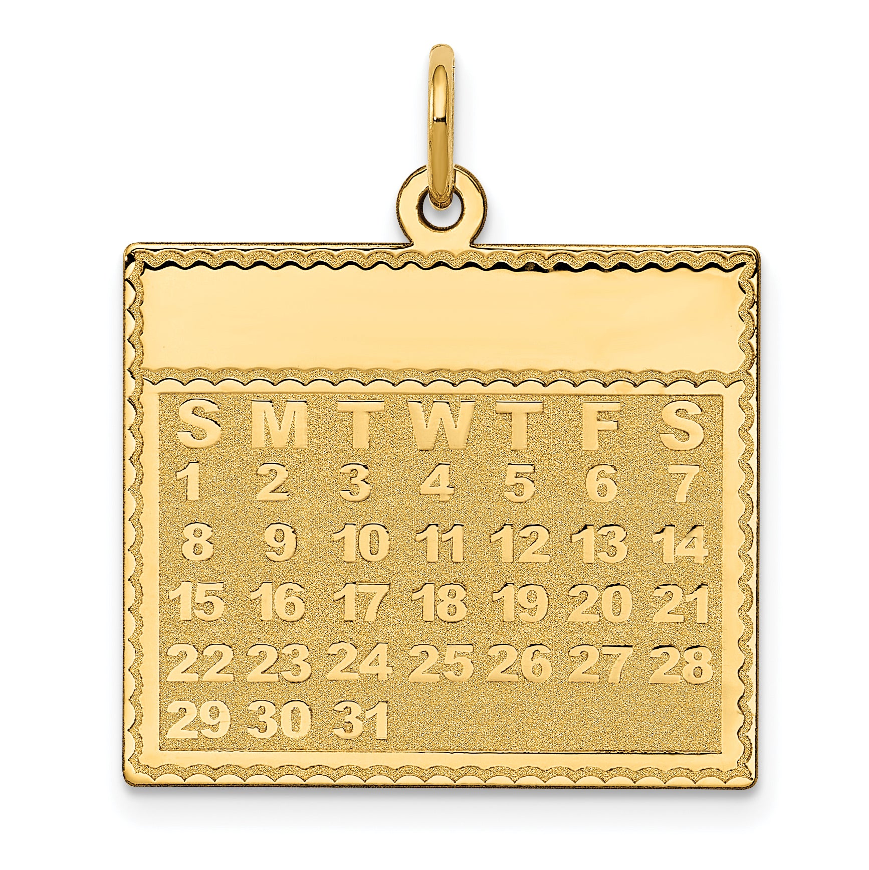 14k Sunday the First Day Calendar Pendant