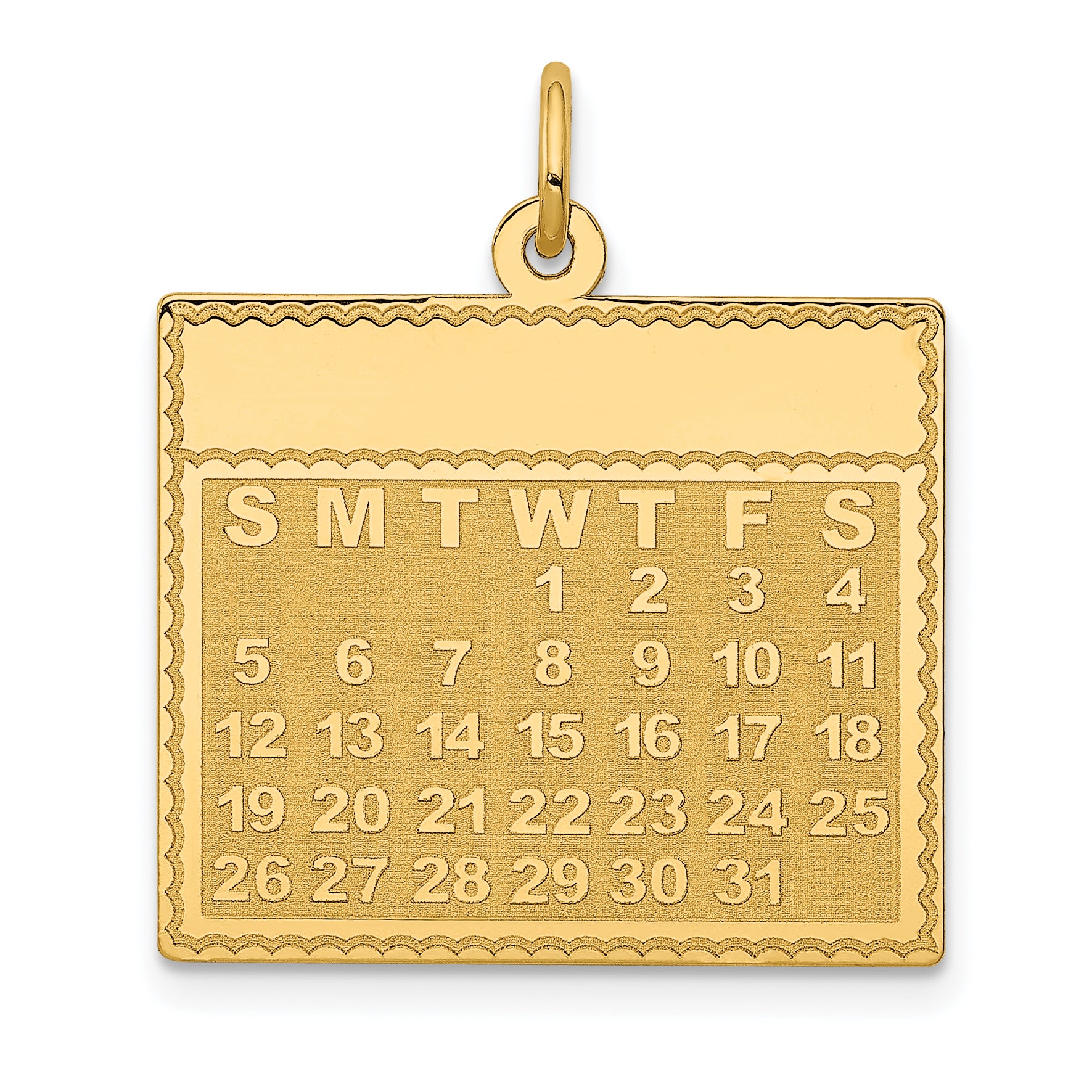 14k Wednesday the First Day Calendar Pendant