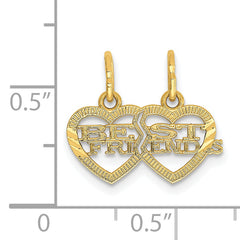 14K Double Heart BEST FRIENDS Break-apart Charm