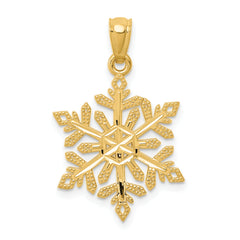 14k Diamond -Cut Snowflake Pendant