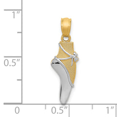 14K With Rhodium Ballet Shoe Pendant