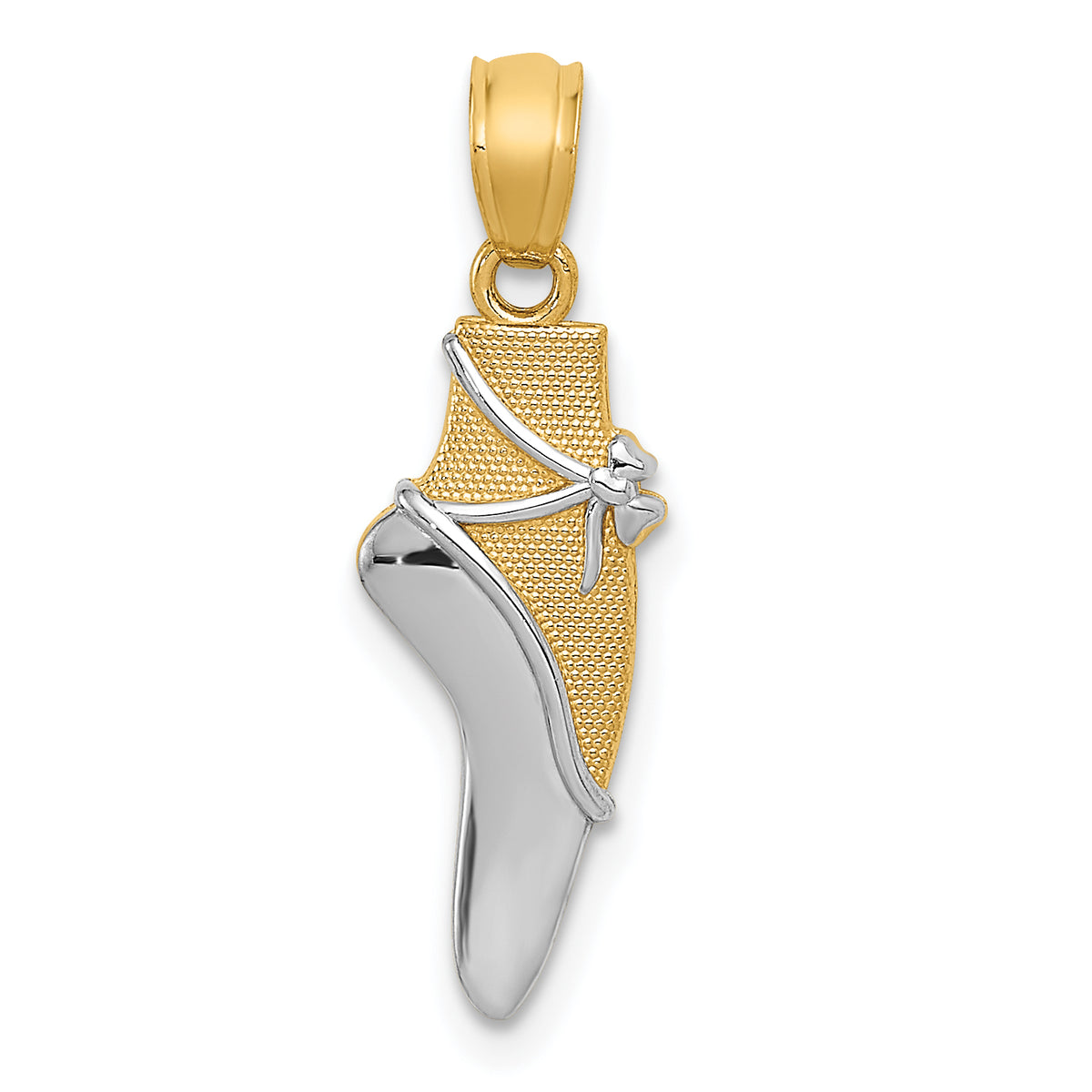 14K w/Rhodium Ballet Shoe Pendant