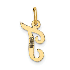 14K Small Script Initial T Charm