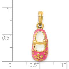 14K Pink Enameled 3D Baby Shoe Pendant