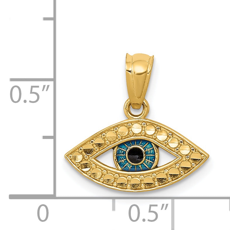 14K Enameled Eye Pendant