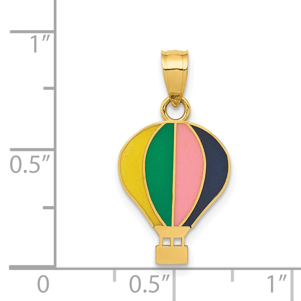 14K Enameled YelloWith Green/Pink/Black Hot Air Balloon