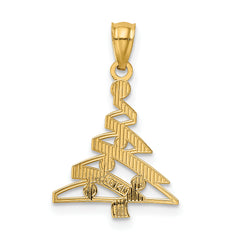 14K With Rhodium Christmas Tree Pendant