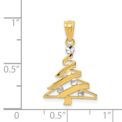 14K With Rhodium Christmas Tree Pendant