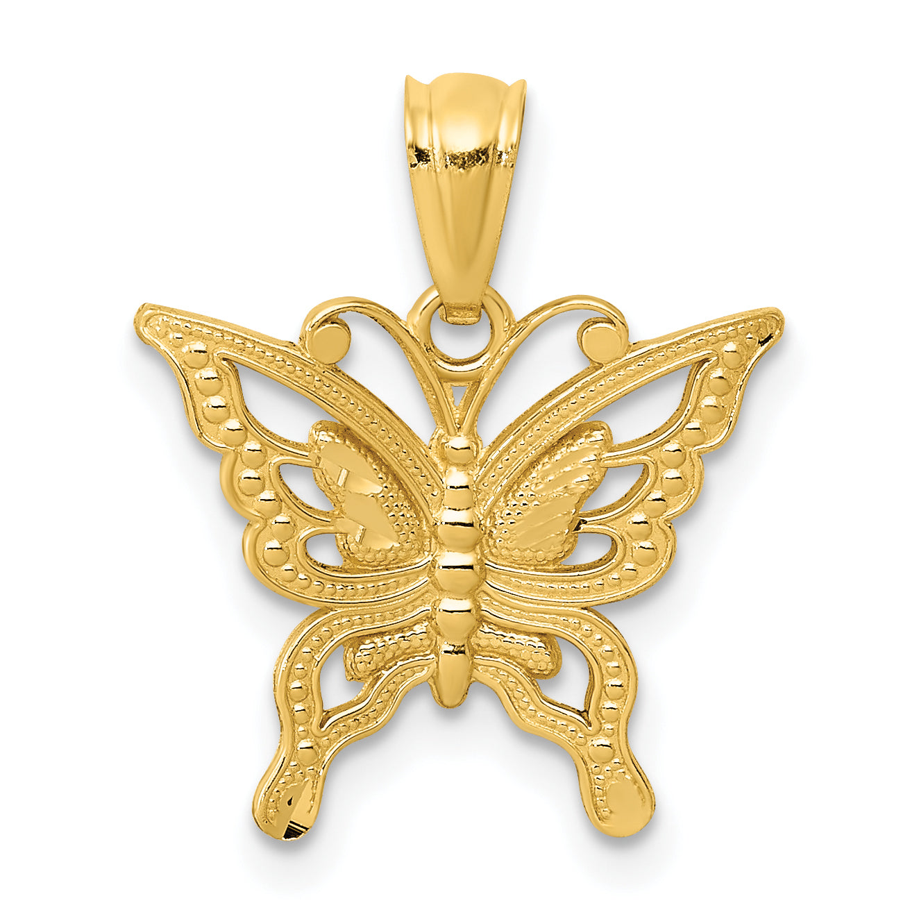 14k Diamond-cut Butterfly Pendant