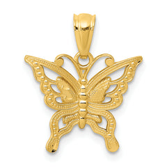 14k Diamond-cut Butterfly Pendant