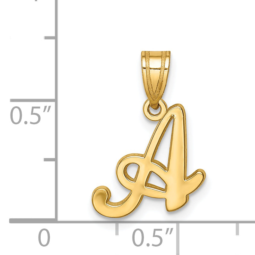 14KY Script Letter A Initial Pendant