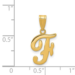 14KY Script Letter F Initial Pendant