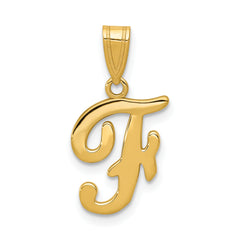 14KY Script Letter F Initial Pendant