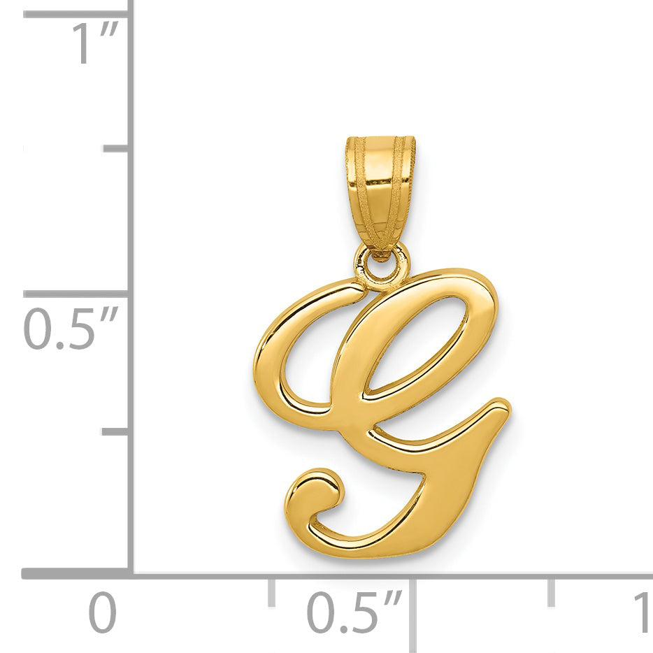 14KY Script Letter G Initial Pendant