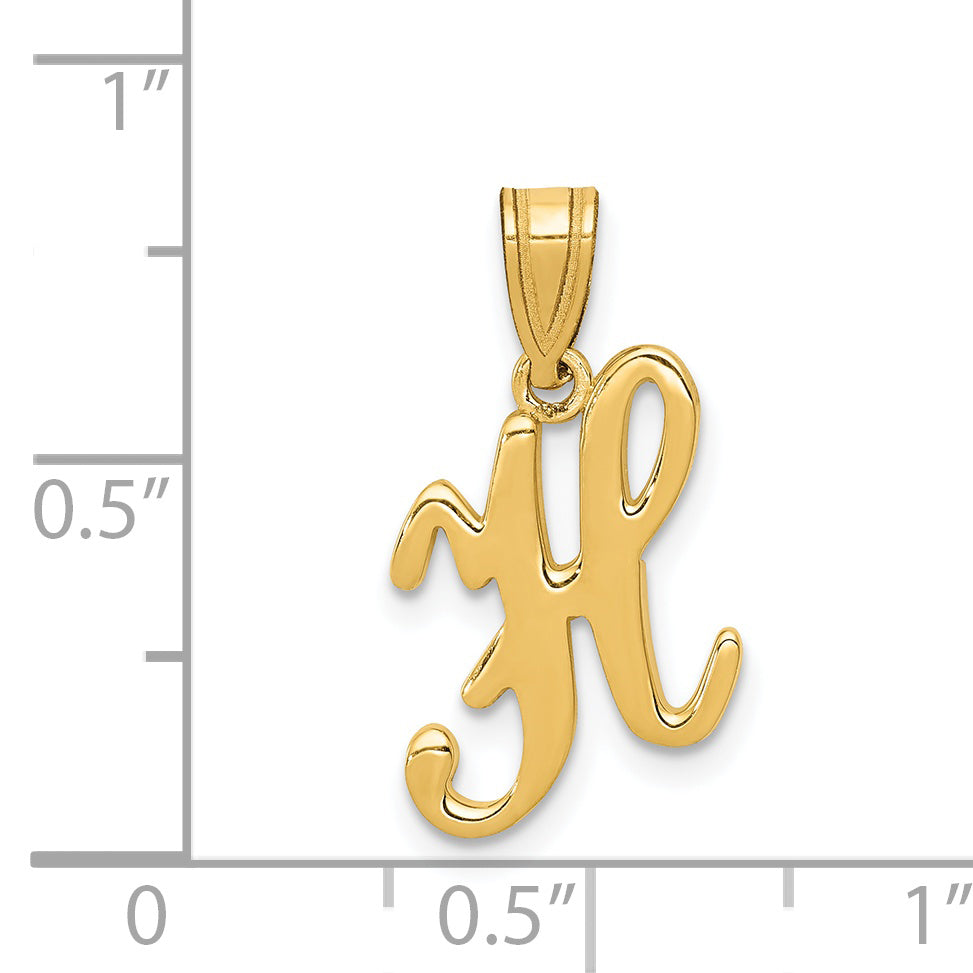 14KY Script Letter H Initial Pendant