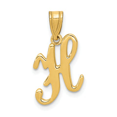 14KY Script Letter H Initial Pendant