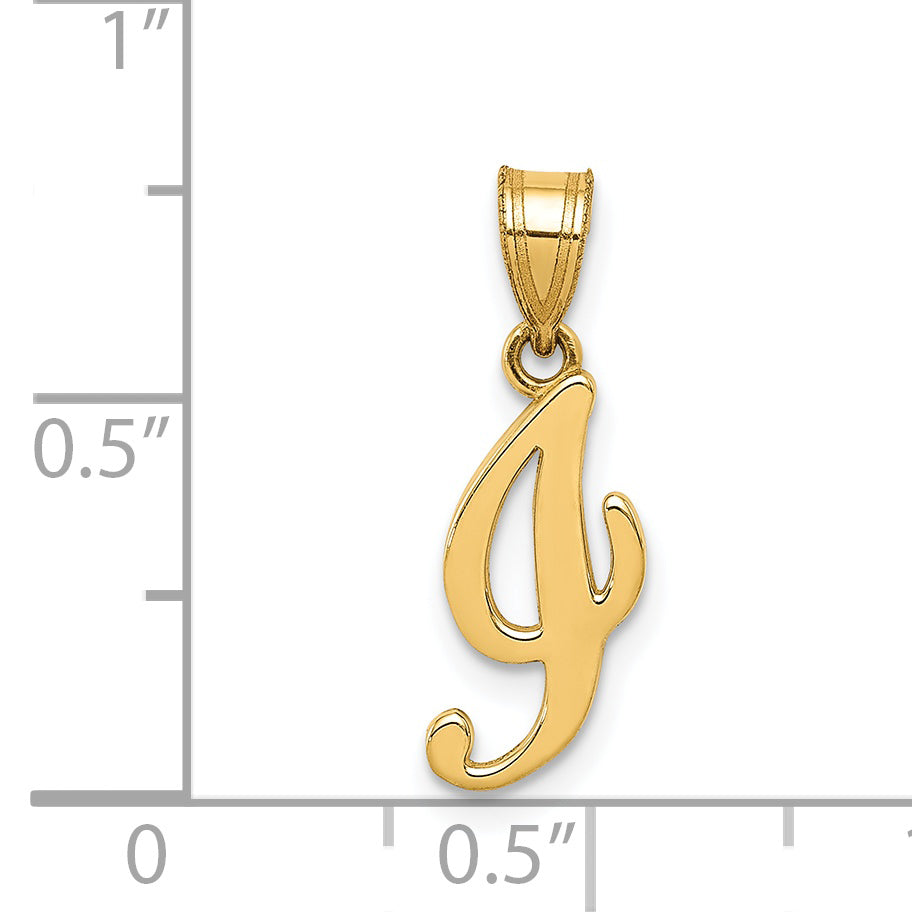 14KY Script Letter I Initial Pendant