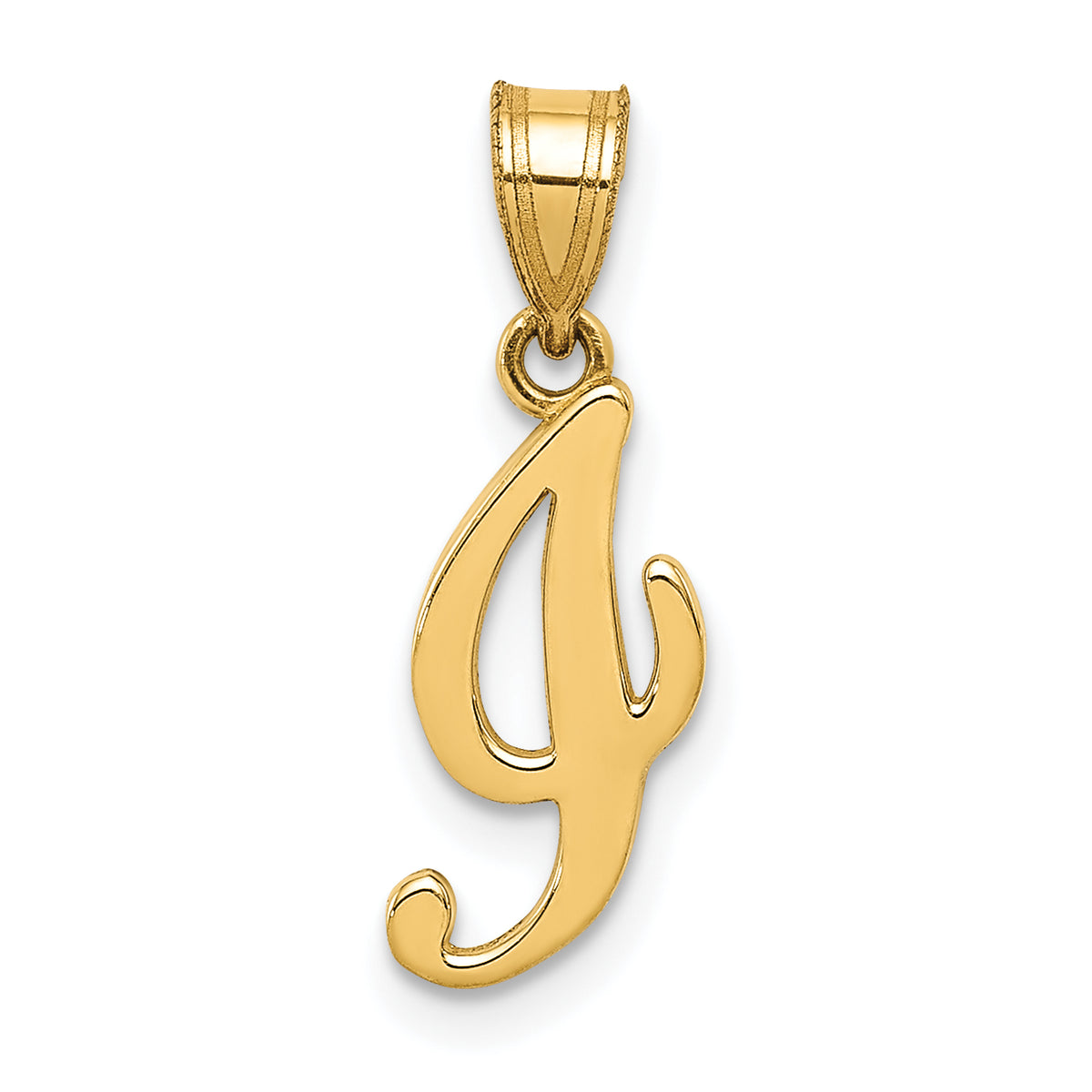 14KY Script Letter I Initial Pendant