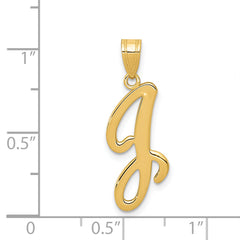 14KY Script Letter J Initial Pendant