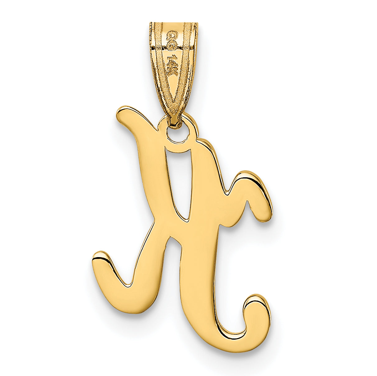 14KY Script Letter K Initial Pendant