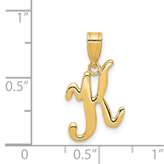 14KY Script Letter K Initial Pendant