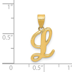 14KY Script Letter L Initial Pendant