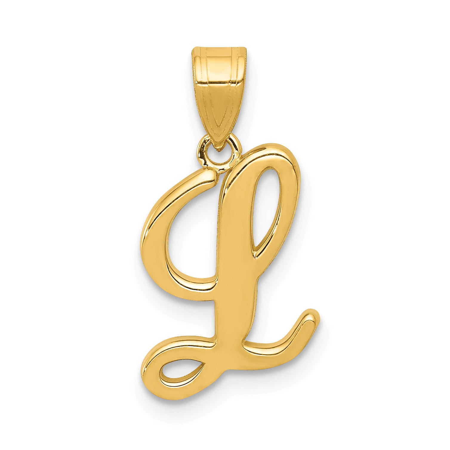 14KY Script Letter L Initial Pendant