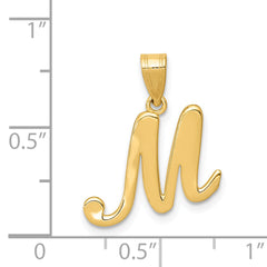 14KY Script Letter M Initial Pendant