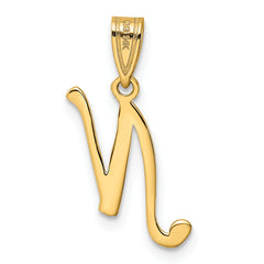 14KY Script Letter N Initial Pendant