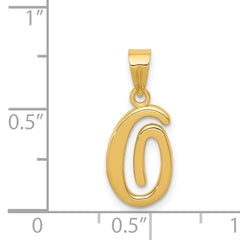 14KY Script Letter O Initial Pendant