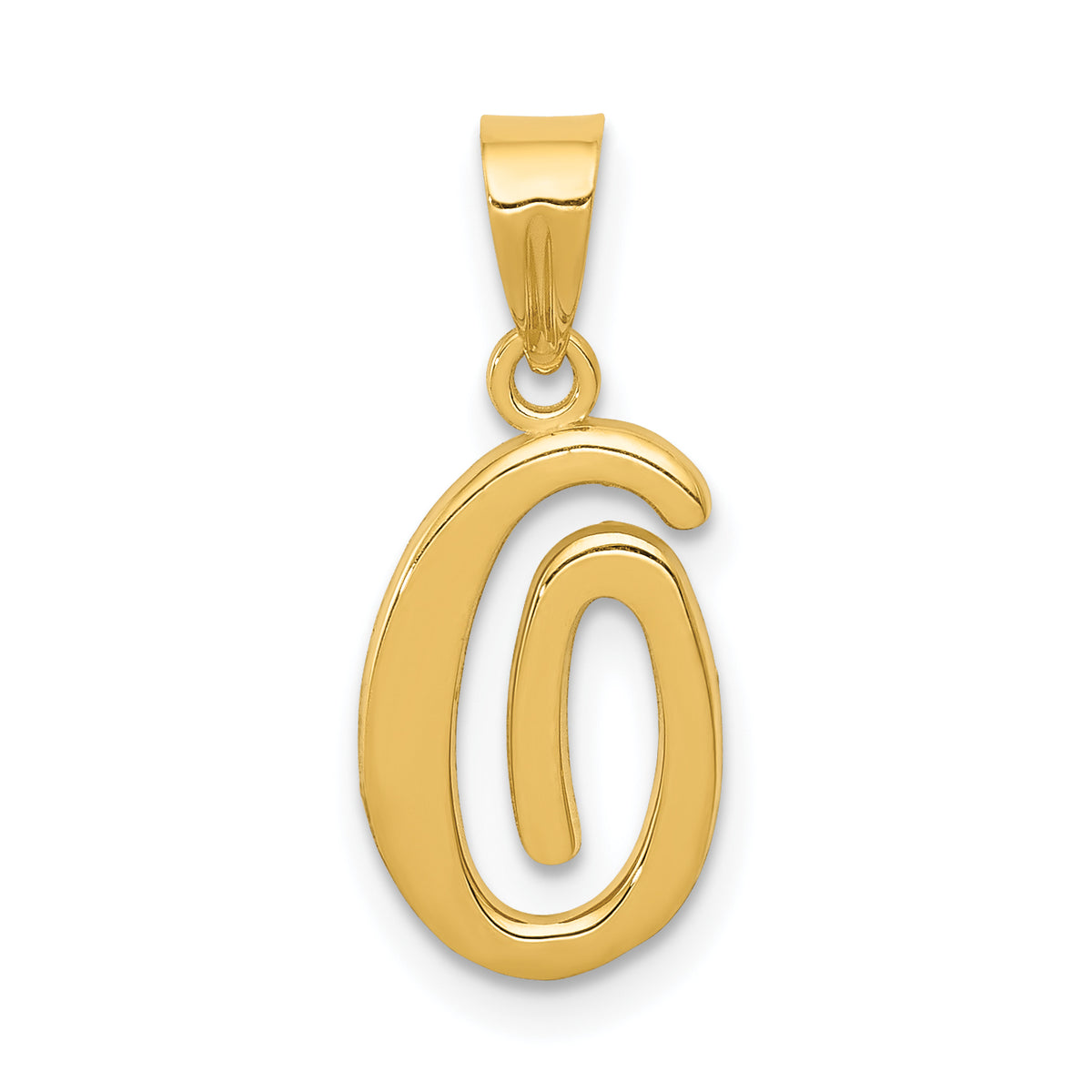 14KY Script Letter O Initial Pendant