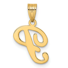 14KY Script Letter P Initial Pendant