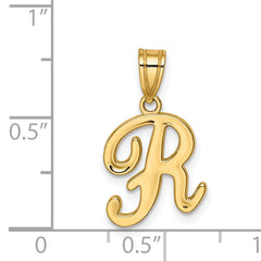 14KY Script Letter R Initial Pendant