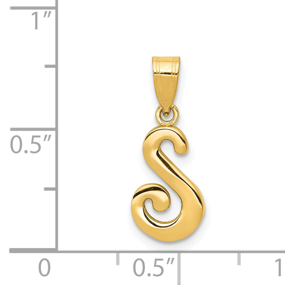 14KY Script Letter S Initial Pendant