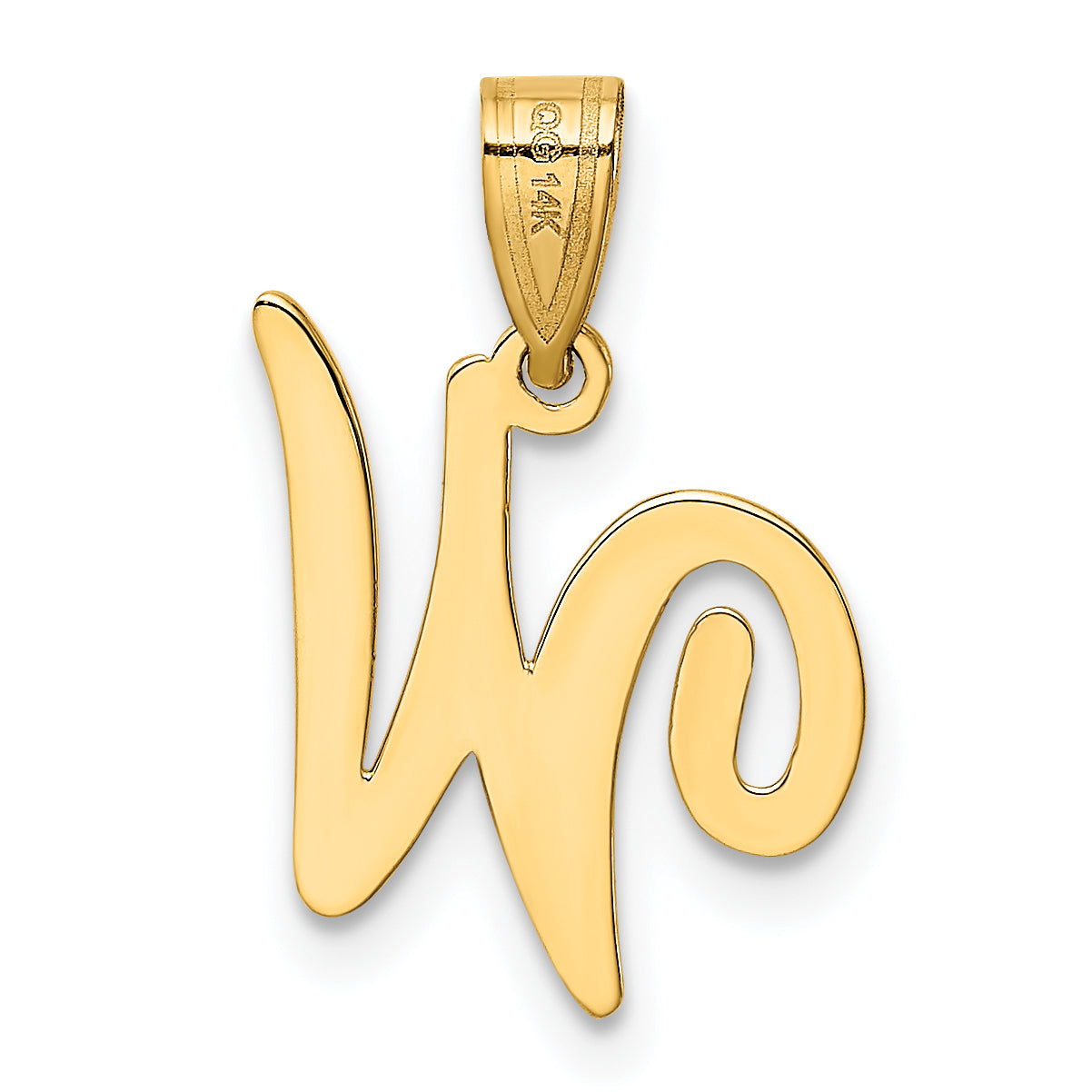 14KY Script Letter W Initial Pendant