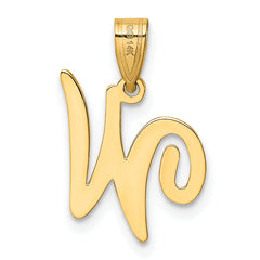 14KY Script Letter W Initial Pendant