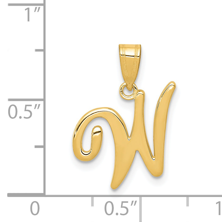 14KY Script Letter W Initial Pendant