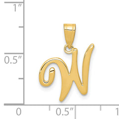 14KY Script Letter W Initial Pendant