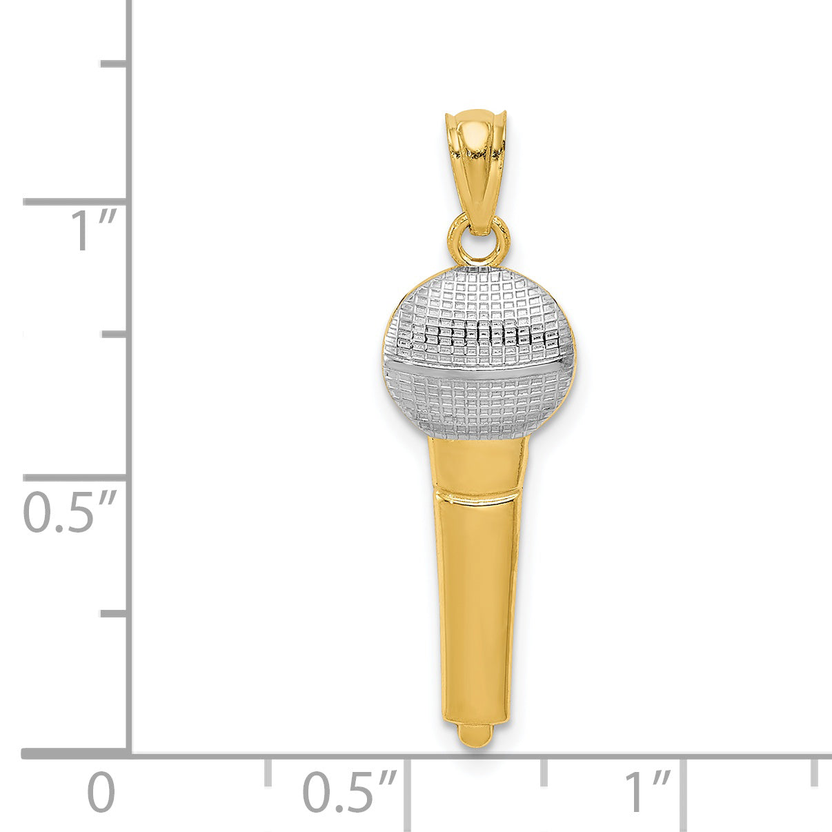 14K and Rhodium Microphone Pendant