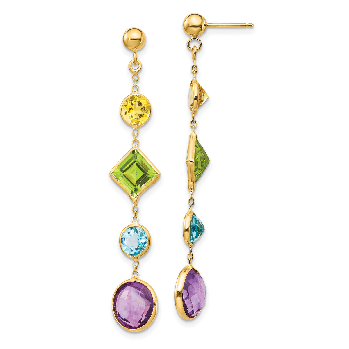 14K Muti-Gemstone Post Earrings