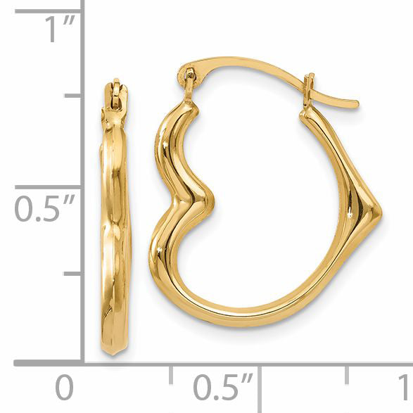 14k Heart Hoop Earrings