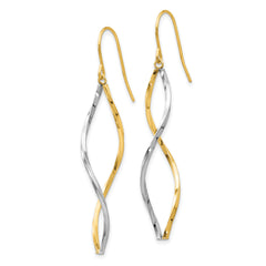 14k Two-tone Twist Dangle Earrings