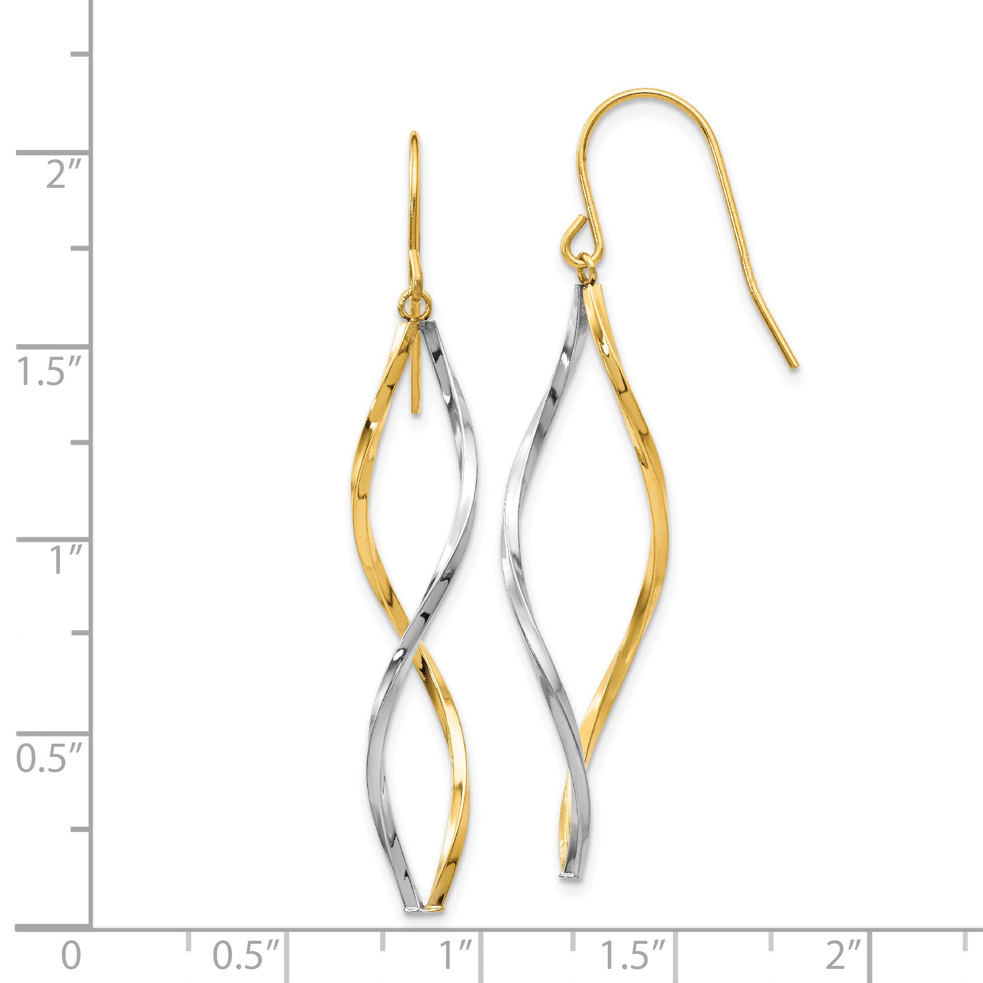 14k Two-tone Twist Dangle Earrings