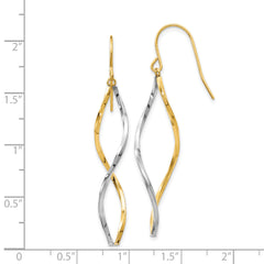 14k Two-tone Twist Dangle Earrings