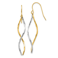 14k Two-tone Twist Dangle Earrings